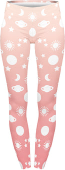 Regular Leggings (8-12 UK Size) - Cute Pink Planets