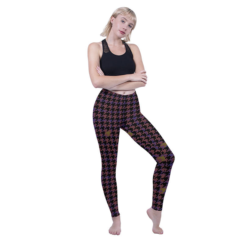 Regular Leggings (8-12 UK Size) - Magenta Dogtooth - Kukubird-UK