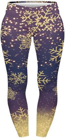 Curve Leggings (14-18 UK Size) - Golden Snowflake