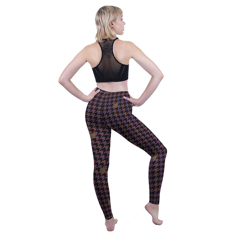 Regular Leggings (8-12 UK Size) - Magenta Dogtooth - Kukubird-UK