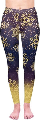 Regular Leggings (8-14 UK Size) - Golden Snowflake