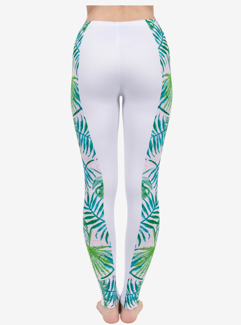 Regular Leggings (8-12 UK Size) - Watercolor Palms Stripes