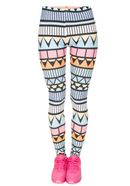 Regular Leggings (8-12 UK Size) - Aztec Niebieski