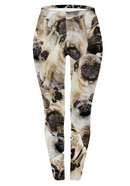 Regular Leggings (8-12 UK Size) - Pug Pile - Kukubird-UK
