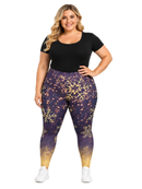 Curve Leggings (14-18 UK Size) - Golden Snowflake - Kukubird-UK