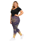 Curve Leggings (14-18 UK Size) - Golden Snowflake - Kukubird-UK
