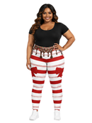 Curve Leggings (14-18 UK Size) - Sweet Candy Cane - Kukubird-UK