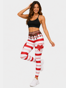 Regular Leggings (8-14 UK Size) - Sweet Candy Cane - Kukubird-UK