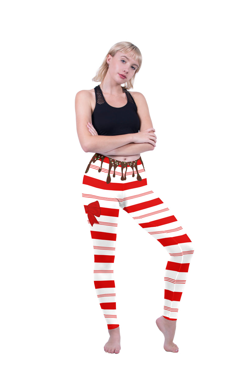 Regular Leggings (8-14 UK Size) - Sweet Candy Cane