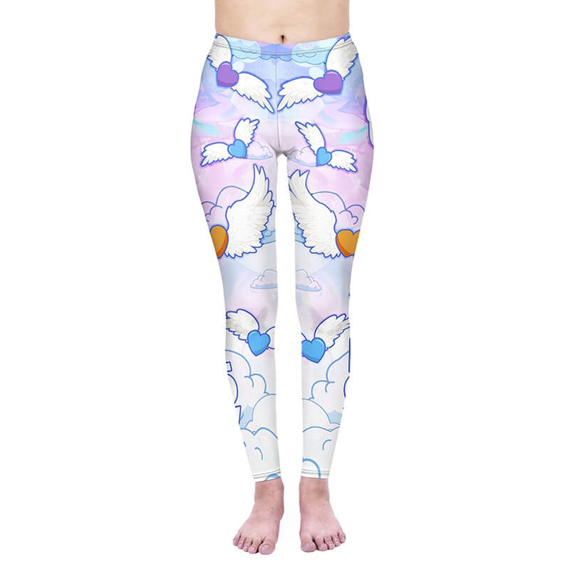 Regular Leggings (8-12 UK Size) - Flying Hearts - Kukubird-UK