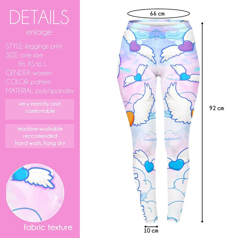 Regular Leggings (8-12 UK Size) - Flying Hearts - Kukubird-UK