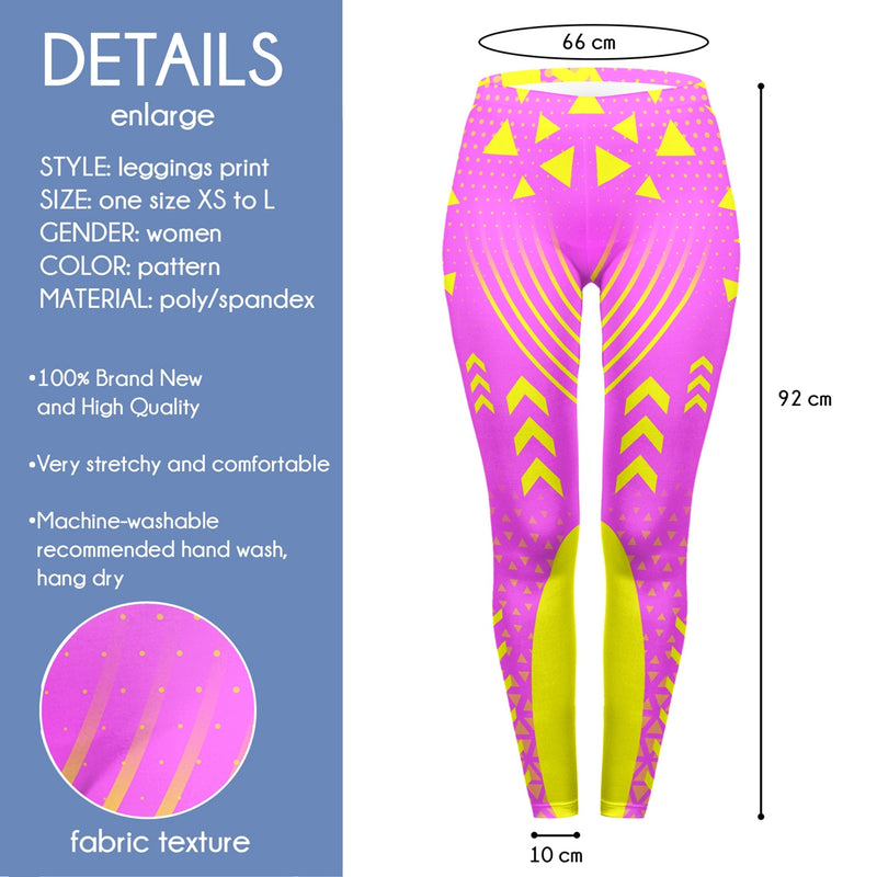 Regular Leggings (8-12 UK Size) - Pink Neon Sport - Kukubird_UK