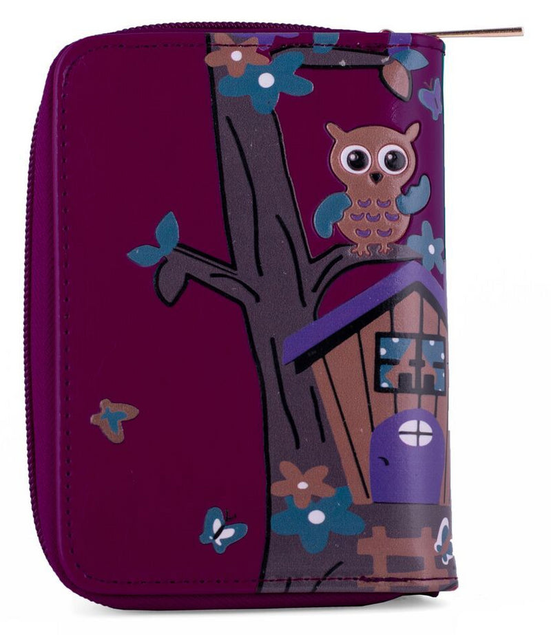Kukubird Medium Purse Owl's in Tree - Purple - Kukubird_UK