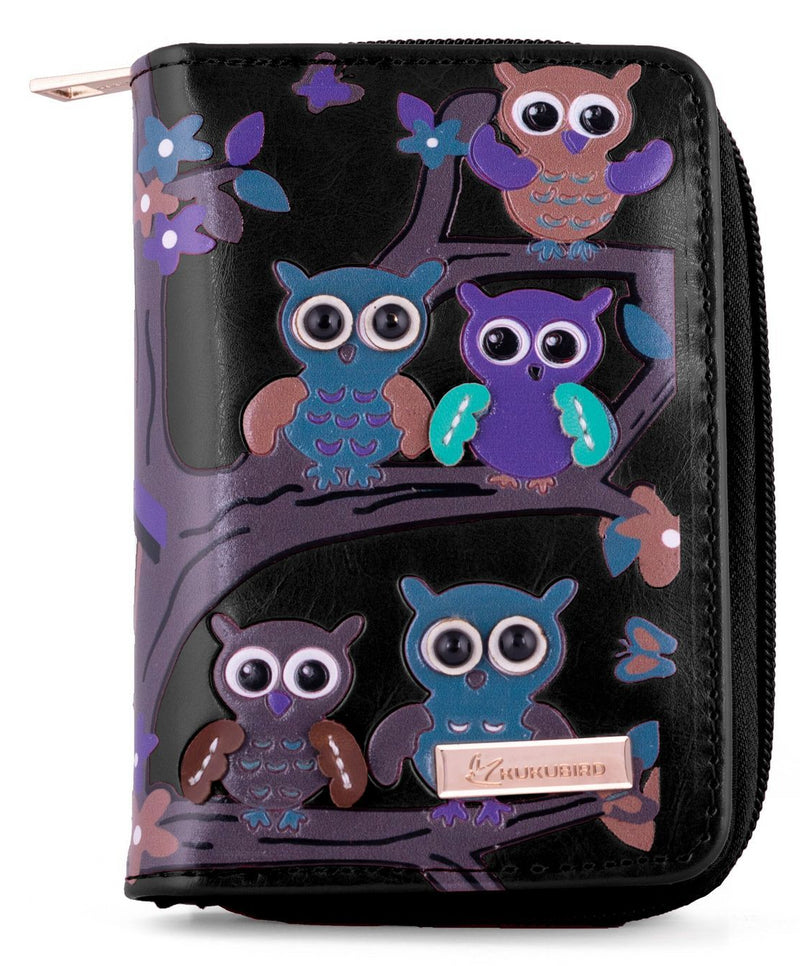 Kukubird Medium Purse Owl's in Tree - Black - Kukubird_UK