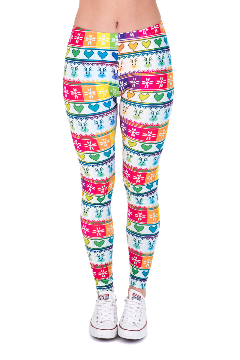 Regular Leggings (8-14 UK Size) - Winter Rainbow