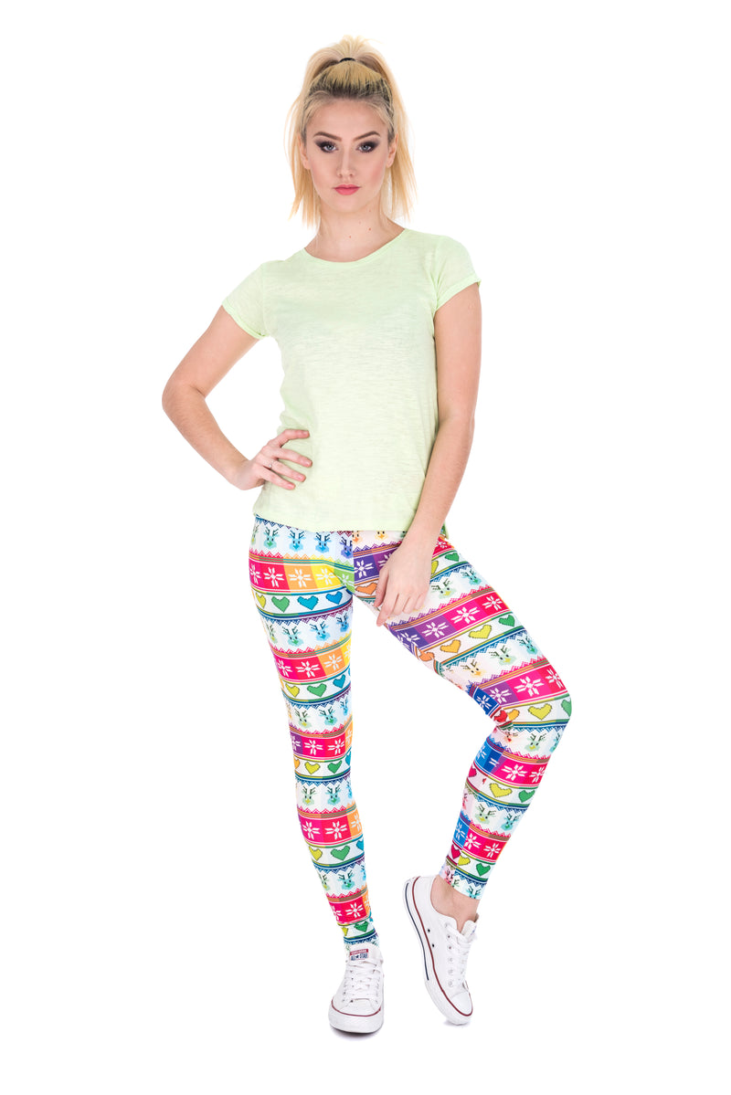 Regular Leggings (8-14 UK Size) - Winter Rainbow