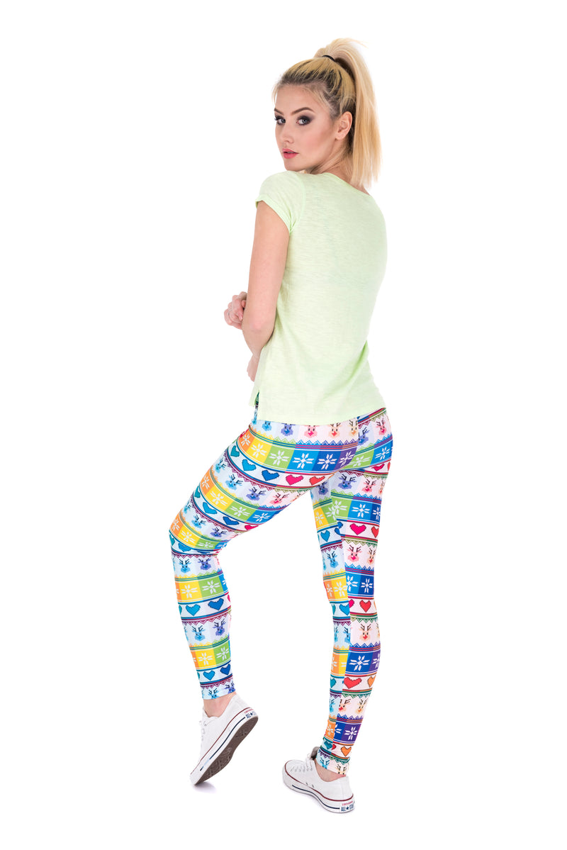 Regular Leggings (8-14 UK Size) - Winter Rainbow