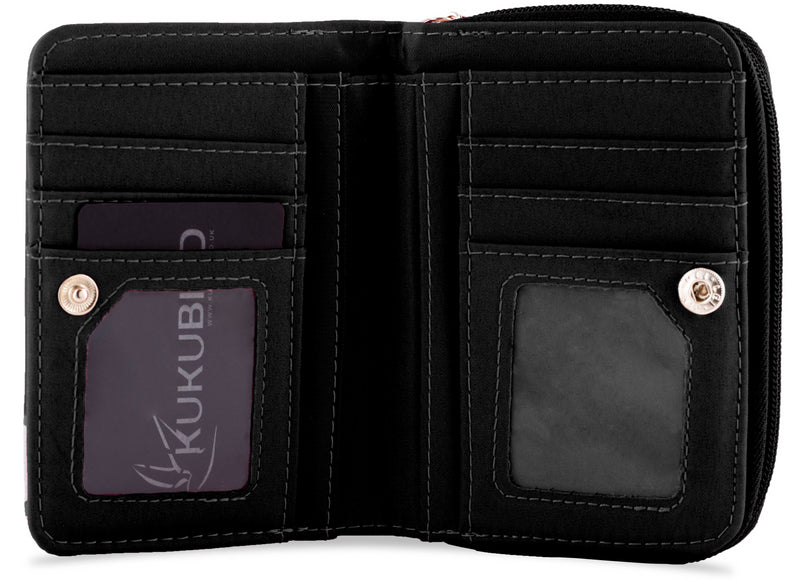 Kukubird Medium Purse 2 owl's love - Black - Kukubird_UK