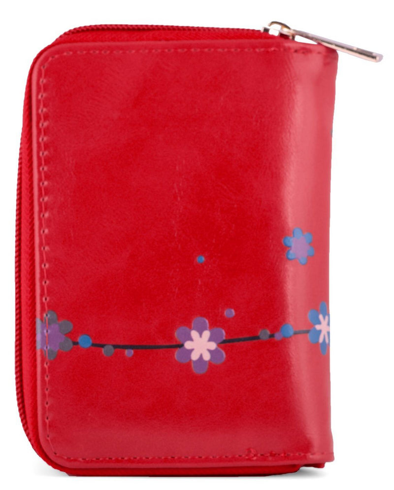 Kukubird Medium Purse 3 owl's floral - Red - Kukubird_UK