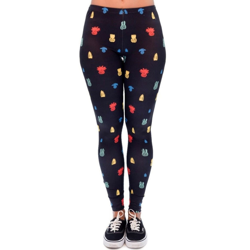 Regular Leggings (8-12 UK Size) - Little Pineapple Black - Kukubird-UK