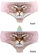 Horn Pantie - Grumpy Glasses Caticorn (6-10 UK Size) - Kukubird_UK