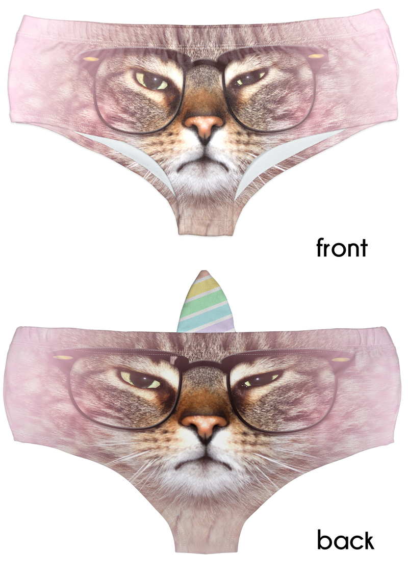 Horn Pantie - Grumpy Glasses Caticorn (6-10 UK Size) - Kukubird_UK