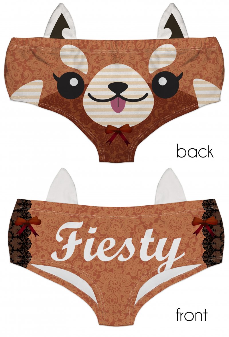 Ear Pantie - Fiesty Red Panda (6-10 UK Size) - Kukubird_UK