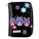 Kukubird Medium Purse 3 owl's floral - Black - Kukubird-UK
