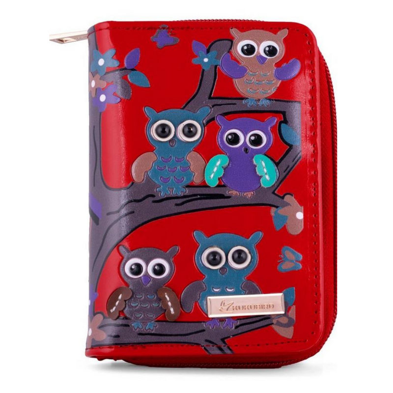 Kukubird Medium Purse Owl's in Tree - Red - Kukubird-UK