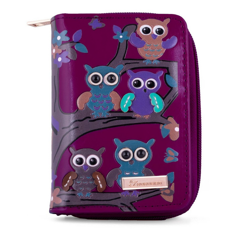 Kukubird Medium Purse Owl's in Tree - Purple - Kukubird-UK