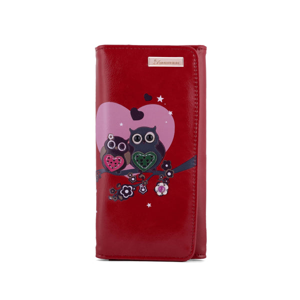 Kukubird Large Purse 2 owl's love - Red - Kukubird_UK