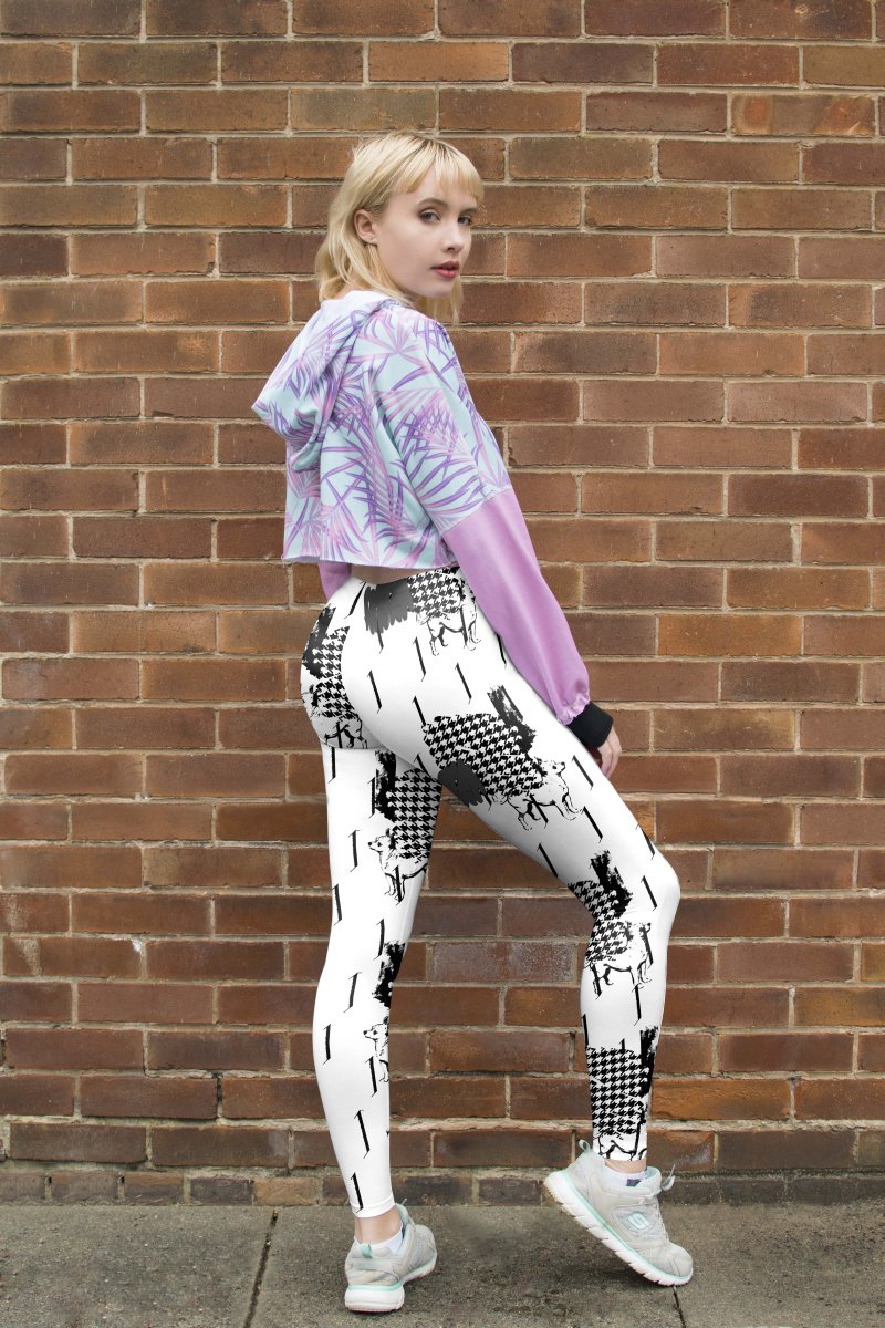 Regular Leggings (8-12 UK Size) - Houndstooth - Kukubird_UK