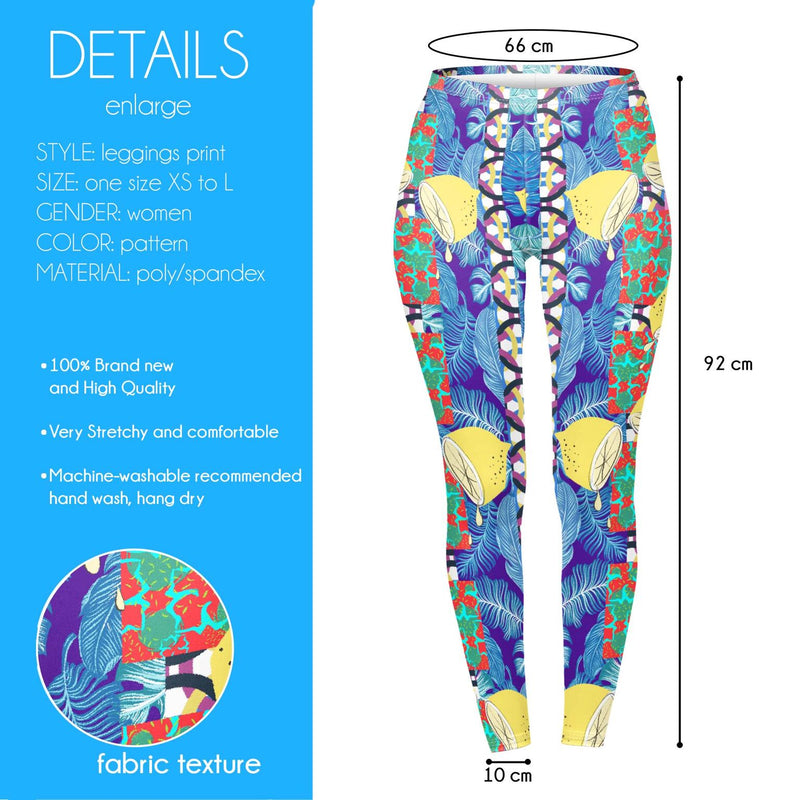 Regular Leggings (8-12 UK Size) - Lemon Fiesta - Kukubird_UK