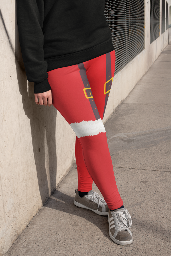 High Waist Leggings (10-16 UK Size) - Santa Girl