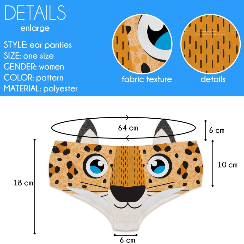 Ear Pantie - Lazy Leopard (6-10 UK Size) - Kukubird_UK